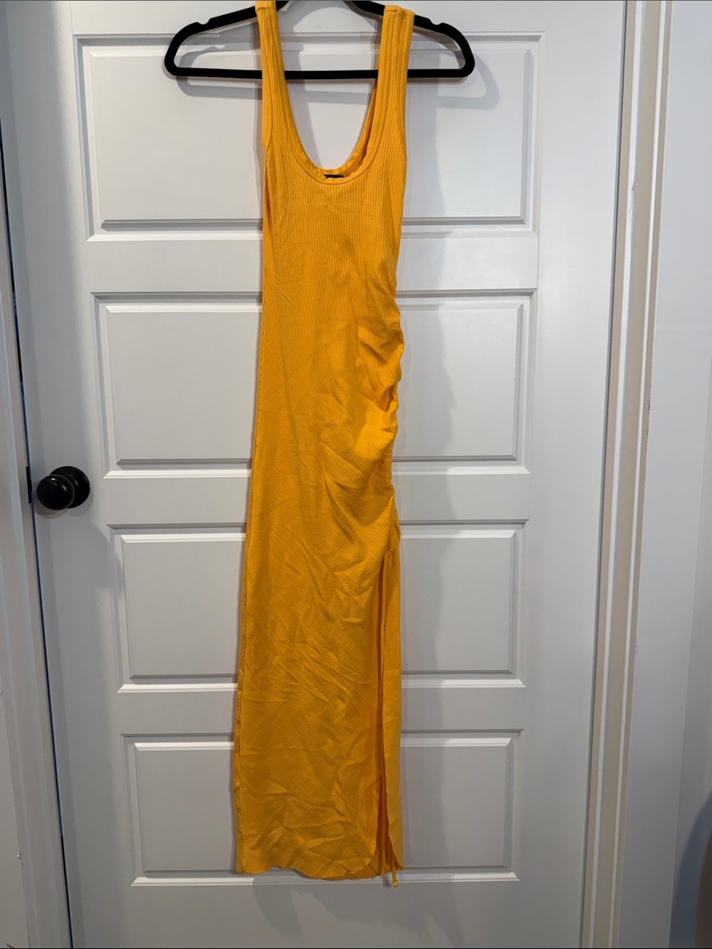 The Range Alloy Rib Cinched Midi Dress Light Orange XS - Picture 6 of 9
